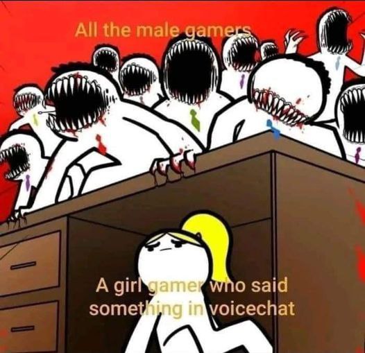 a cartoon picture of a woman in a room with a bunch of people